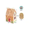 Juldekorationer 24 Set Candy Bag House Shape Paper Cookie Faux Kraft Gift Packaging Box For Xmas Decor