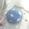 Berets Damen Handgefertigte Baskenmütze Wolkenhut DIY Weiß Blau Wollmaler Herbst Und Winter Niedlicher Warmer Kürbis Lolita