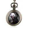 Pocket Watches Vintage Steampunk Retro Anime Tokyp Ghoul Design Quartz Pendant FOB Watch Necklace Chain Gift Män kvinnor