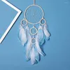 Decorative Figurines Dream Catcher Five Rings Pendant Creative Feather Wind Chime Home Birthday Gift Pography Props Wedding Decoration