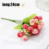 Decorative Flowers Artificial Silk Mini Pink Rose Bud Single Stem Bridal Bouquet For Home Wedding Party Garden Table Festival Decoration