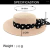 Szerokie brzegowe czapki wiosna letnia lady boater sun kropka wstążka płaska słomka plażowa wakacyjna czapka okrągła czapka Panama dla kobiet