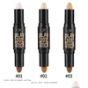 Bronzers Highlighters QIC Highlighter Contour Stick Bar Bar مزدوج رأس مقاوم للماء العصي Stereo Frightenin DHC8I