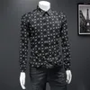 Men's Casual Shirts 2023 Autumn Luxury Men's Slim Fit Long Sleeve Shirt Fashion Flower Cool Blouse Trendy Elegant Social Top