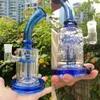 Blu Rosa Braccio Albero Perc Bong in vetro Bubbler Narghilè Recycler Dab Rig Tubi dell'acqua con snodo da 14 mm Accessori per fumatori