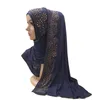 Ethnic Clothing H1429 Fashion Modal Elastic Jersey Cotton Long Scarf With Rhinestones Islamic Hijab Womens Headwrap