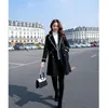 Kvinnors ull hepburn stil tjock ulljacka Kvinnor i mitten av längden 2023Autumn Winter Outwear Black Windbreaker Suit Collar Coat Kvinna L536