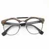 Solglasögon ramar belight optiska män trä halva kantlösa dubbel stråle klassiska glas designer ögonglas för mode receptbelagd glasögon