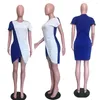 Vestidos casuais verão retalhos de retalhos de vestido curto manga corporcão bodycon sexy assimétrico o pescoço de rua elegante elegante