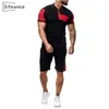 Men's Tracksuits SITEWEIE 2023 Mens Clothes Two Piece Set Summer Short Sports Tees Fashion Patchwork Casual Shorts Breathable Comfortable G7