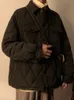 Mäns jackor Fewq 2023 Vinter quiltad lätt vadderad jacka Turndown Collar Solid Color Plaid Single Breasted Casual Cotton Coat 230109