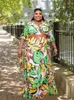 플러스 사이즈 드레스 아프리카 여성을위한 아프리카 인 슬리브가있는 우아한 생일 드레스 긴 맥시 캐주얼 도매 방울