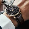 Wristwatches JSDUN Relogio Masculino Automatic Mechanical Men's Watch Waterproof Calendar Moon Phase Leather Otomatik Erkek Saat 8909