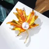 Brooches 1PC Colorful Rose Flower Shaped Brooch Pins Clothes For Women Wedding Rhinestone Leaves Lapel Badges Jewelry