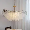 Chandeliers French Creative Glass Leaf Chandelier For Living Room Bedroom Decoration Circular Ceiling Lamp Kitchen Loft Interior Lighting