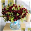 Decorative Flowers Wreaths Wholesale 1 Bouquet /15 Heads 4Cm Vintage Wedding Mini Rose Artificial Silk Flower Home Decoration Fake Oty8A