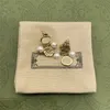 Stylish Asymmetric Pearl Flower Earrings Charm Interlocking Letter Studs Ladies Floral Danglers With Box