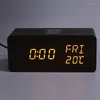 Watch Boxes Wood LED Clock Dual Alarm Wooden Digital 3 Dimmer For Home