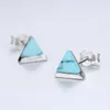 Brincos de garanhão personalizado Triângulo Retro Turquoise 925 Sterling Silver 2023 Para homens e mulheres presentes