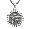 Pendant Necklaces Viking Runes Amulet Wicca Pagan Pentacle Talisman Jewelry Pentagram Necklace