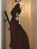 A-Line Evening Dresses Elegant Vintage Guest Formal Scoop Neck Long Sleeve Floor Length Velvet with Appliqued Prom Gowns