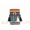 Evening Bags Fashion Ethnic Style Shoulder Crossbody Bag Women Tassel Hand-Woven Bucket Purse Vintage Messenger Handbag Festival Girls Gifts