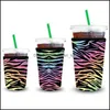 Drinkware Handle Custom Softball Pattern Iced Coffee Cup Sleeves Antidirty Insation Cold Kee återanvändbar och förkylning Drinkar Cups Drop Del Dhmms