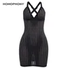 Casual jurken sexy jurk dames v-neck mesh backless pure mini mouwloze bodycon party club zwart slanke dames clubkleding