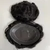 Substituição de cabelo humano virgem brasileira 32 mm Lace suíço com fino perímetro de pele 6x9 #1b Austrália Toupee para homens brancos