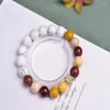 Strand 10mm Bracciale in pietra turchese naturale bianco tuorlo d'uovo adatto per uomini donne accessori e gioielli amuleti