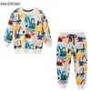 Zestawy odzieży Saileroad Spring Dziecięcy Ubrania chłopięce Kreskówki Kreskówki Swater Shirtspants Kids Długie rękawy Zestaw Zestaw Zestaw Teens Tracksuit 230110