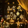 Juldekorationer LED -lampor stjärna Deer Bells Tree Garland Fairy Curtain String Light For 2023 Year Party Wedding Holiday Decor