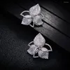 Серьги -свисые серьги Cubic Циркония 3 цвета Mirco Pave Flower Design Drop Серьга Великие свадебные украшения E9013