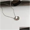 Silver 100 925 Sterling Sier Necklace Pendants بسيطة صغيرة بادئة بادئة قلادة هندسية غير مطلقة للنساء يطحنون غرامة يوليان دلان