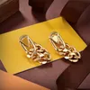 Pendientes de cadena de moda Diseñador de mujer Pendientes de botón de oro Joyas de lujo Pendientes de botón de hip hop Pendientes de regalo de boda de fiesta para mujer con caja