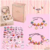 Charm Bracelets Diy Beaded Bracelet Set con caja de almacenamiento para niñas Regalo Acrílico European Large Hole Beads Joyería hecha a mano que hace Ki Dhvfm