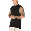 Mens Tank Tops Summer Cotton Mens Vest Round Neck Wide Shoulder Sleeveless Top Fashion Fitness Men Sportswear Jogger Bodybuilding