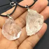 Colgante de especímenes minerales de piedra cruda de cristal rosa blanco amarillo Natural de hebra