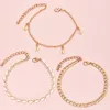 Anklets 3 pc's/set Fashion Beach Gold Color Love Heart Key Lock for Women Trendy Foot Chain Enkle Bracelet Sieraden Gifts