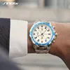 Relojes de pulsera SINOBI, correa de reloj de acero inoxidable, esfera azul, relojes de cuarzo para hombre, reloj deportivo de moda para hombre, reloj Masculino