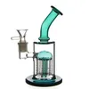 Blu Rosa Braccio Albero Perc Bong in vetro Bubbler Narghilè Recycler Dab Rig Tubi dell'acqua con snodo da 14 mm Accessori per fumatori