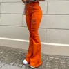 Kvinnor Pants Capris kvinnor våren Autumn Streetwear Korean Fashion Solid Color High midjehål Harajuku blossed Brown/ Orange
