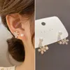 12Pcs New Imitation Pearl Flower charm Earrings For Women Fashion Crystal Elegant Jewelry Party Gifts