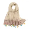 Lenços 2023 Spring Plain Tassel Schech Shawls Long Soft Wrap Hijab