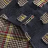 Erkekler Sıradan Gömlek Ekose Patchwork Erkekler Sokak Giyim Vintage Moda Gevşek Kısa Kollu Gömlek Şehir Cityboy Japonya Koreli Chic Erkek Bluz