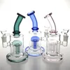 Blu Rosa Braccio Albero Perc Bong in vetro Bubbler Narghilè Recycler Dab Rig Tubi dell'acqua con snodo da 14 mm Accessori per fumatori