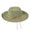 Chapéus largos Brim Raffia dobrável SUNHAT Mulheres de verão Sumshade Anti-UV Capuz coreano Baia feminina Viagem ao ar livre de protetor solar ao ar livre