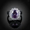 Anneaux de mariage mode blanc CZ violet zircon cubique bijoux pour femmes couleur argent rempli cadeau bague de fête AR2106