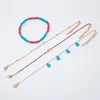 Anklets Bohemia Beaded Fish Drip Pendant Rope Multi-layers 4 Pcs Set Bracelet For Women Jewelry Foot Chain Sandals Accessories