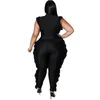 Tracksuits FS Orange Black Sexy One-Piece Plus Size Women Clothing Sets Suit Large Ladies Ruffled Jumpsuits Turtleneck Summer Outfits